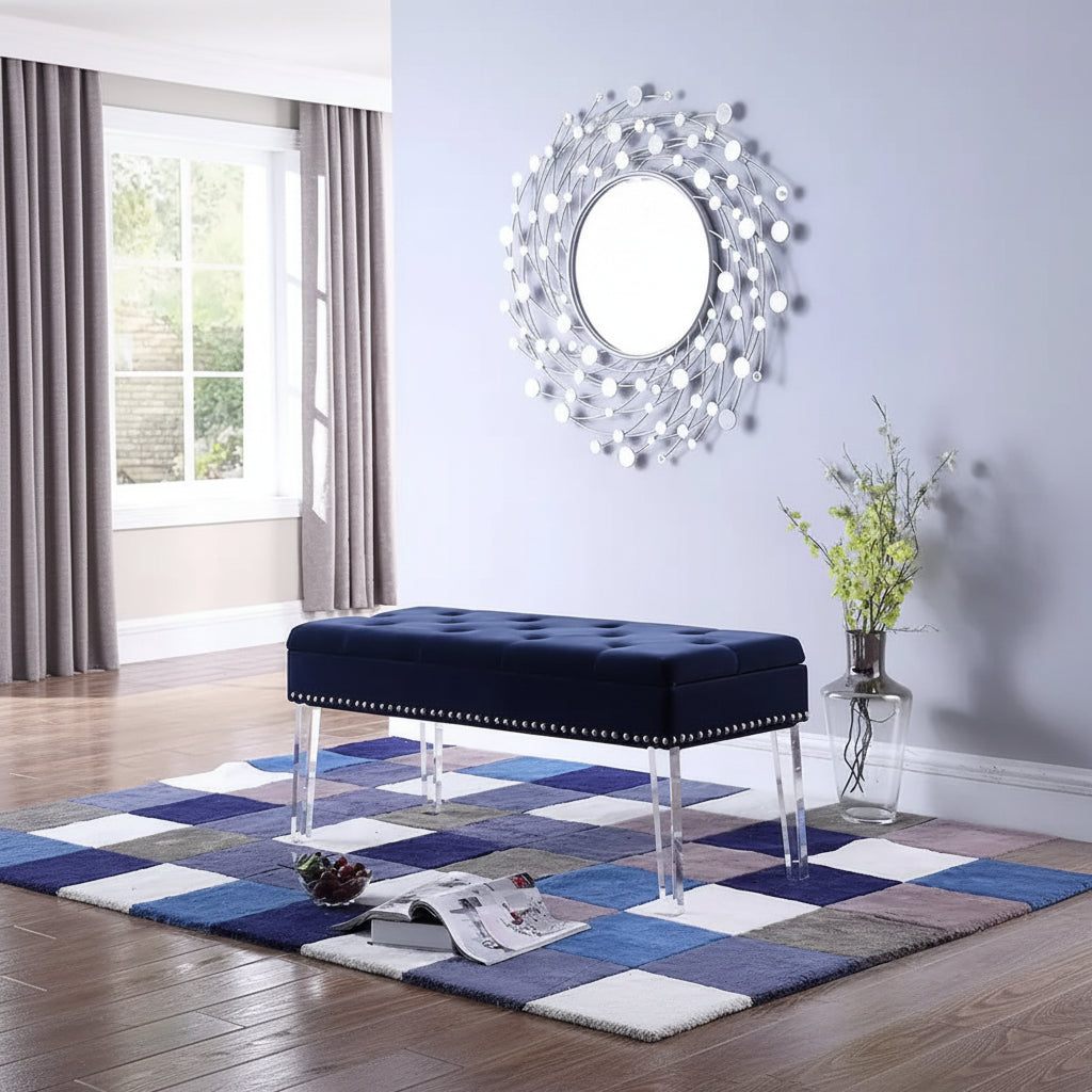 Upholstered Tufted Mid-Century 18-inch Storage Bench