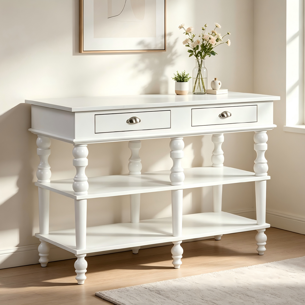 White 2-Drawer Kitchen Island